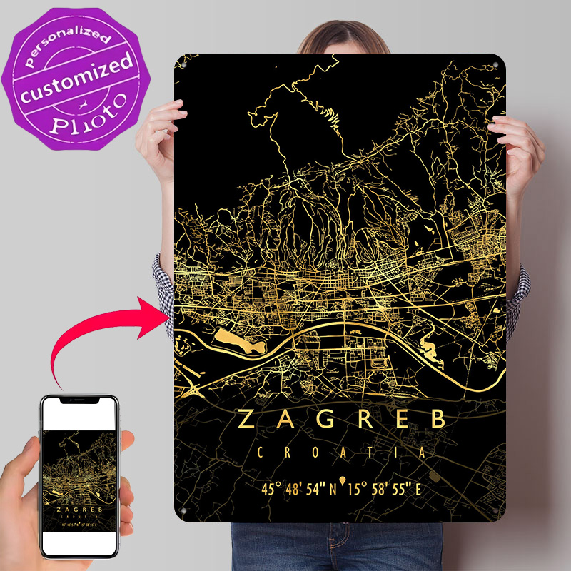 3D Printing Zagreb - Mapa de Zagreb, Croacia, Póster Impreso