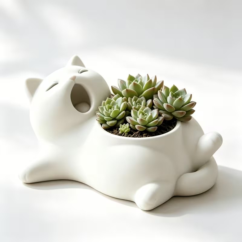 3D Printing Pot - Maceta con Diseño 3D de Gato