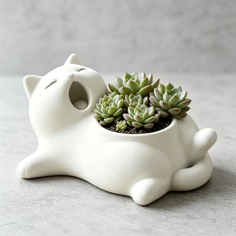 Maceta con Diseño 3D de Gato B - 3D Printing Pot reseña y precio